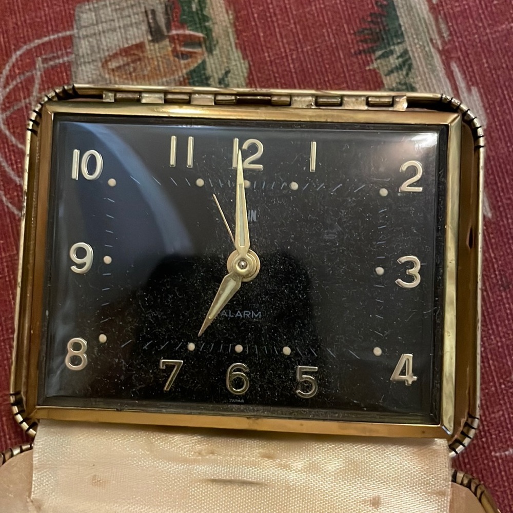 Vintage Elgin Folding Travel Alarm Clock - made in Japan - Working